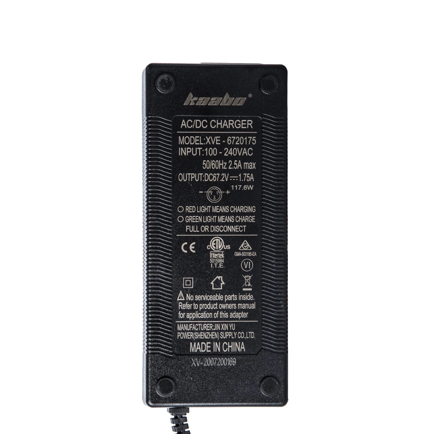 Electric Scooter Charger- 60V 2A - Kaabo Wolf Warrior X Plus, X Pro, 11 GT, 11 Plus, GT, Mantis 10 Solo, Mantis 10 Duo, 5 Electric Scooter Charger- 60V 2A - Kaabo Wolf Warrior X Plus, X Pro, 11 GT, 11 Plus, GT, Mantis 10 Solo, Mantis 10 Duo, - Image 3