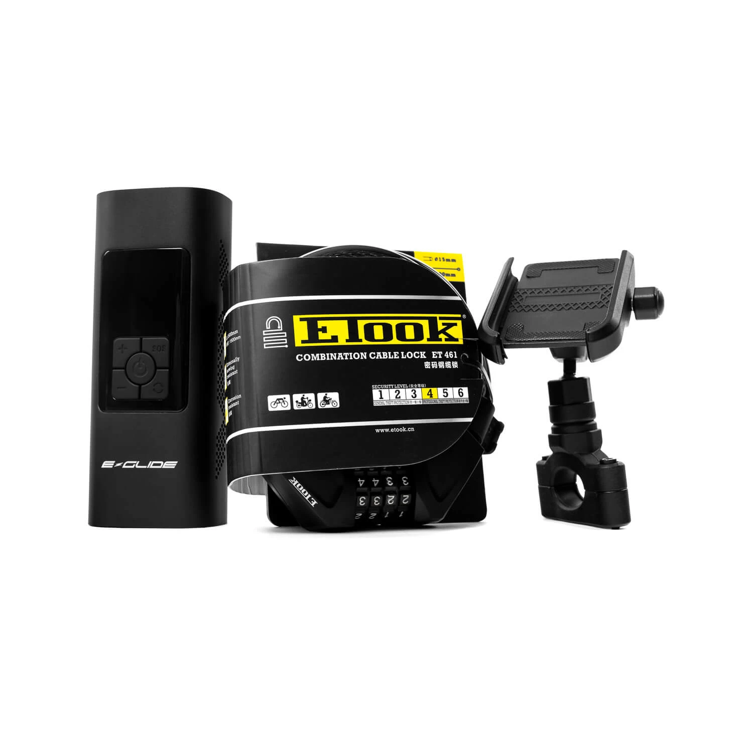 E-Glide E Scooter Kit | Air Pump | Cable Lock | Phone Holder 3 E-Glide E Scooter Kit | Air Pump | Cable Lock | Phone Holder