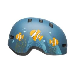 Bell Lil Ripper Kids Helmet | Matte Grey/Blue Fish -Scoot and Skate Haven bell lil ripper youth helmet clown fish matte gray blue right