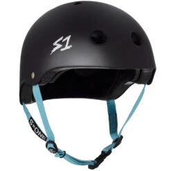 LIFER Certified Helmet | Black Matte W/ Cyan Straps